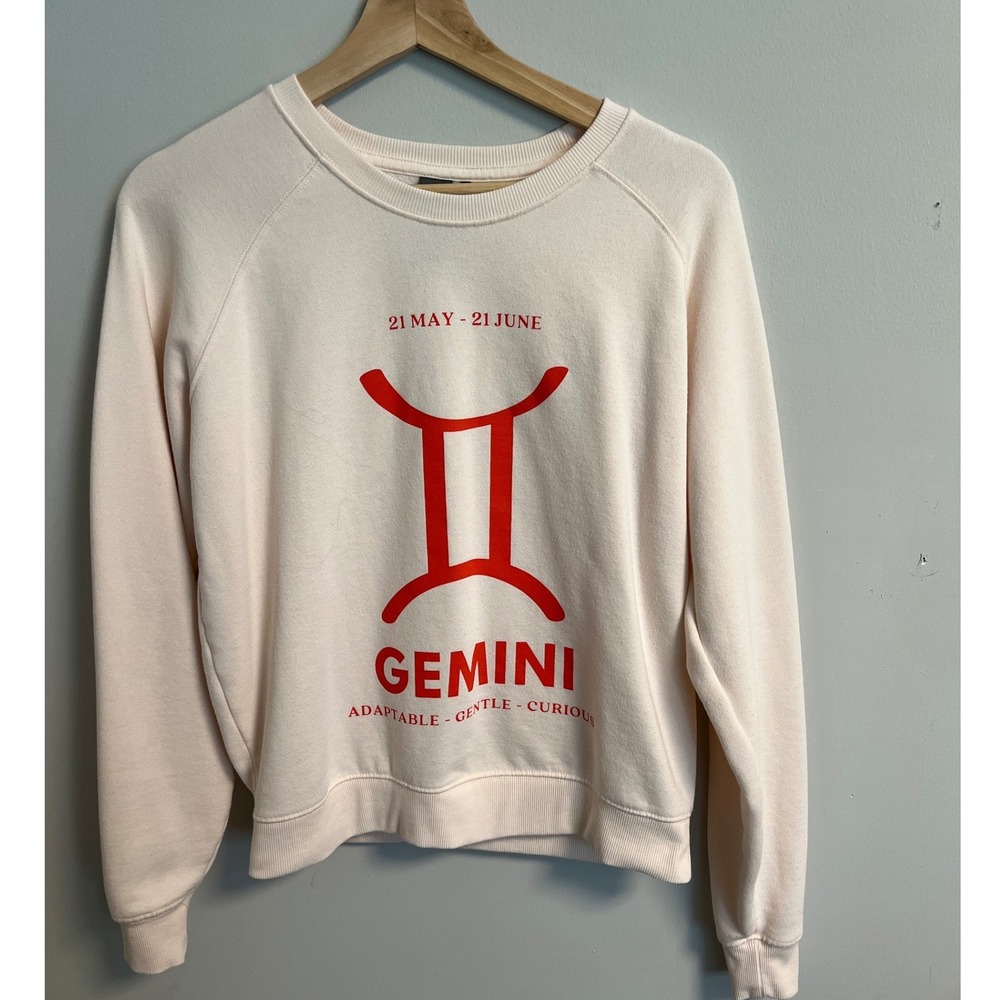 Anthropologie Catherine OSullivan Gemini Zodiac Sweatshirt XS Cream Graphic Top